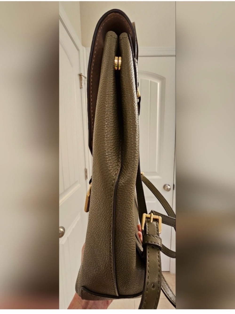 Michael Kors Olive Pebbled Leather Backpack with Gold Hardware - Picture 6 of 13